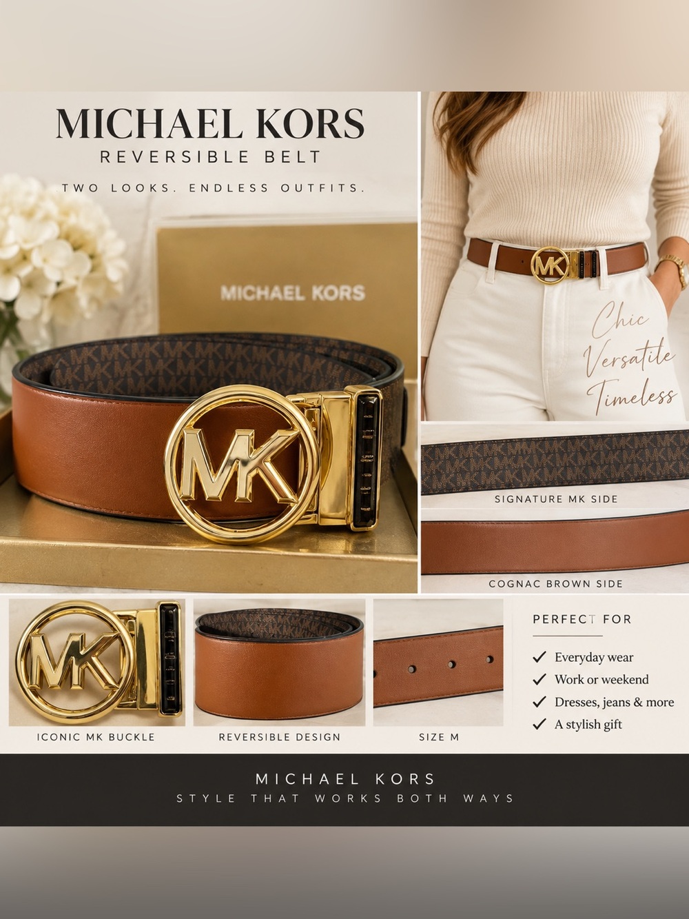 MICHAEL KORS BELT BOX SET- Size M